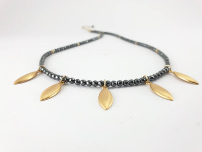 GOLD PLATED DROP LEAVES NECKLACE