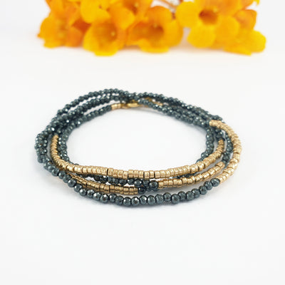 Hematite Gold-filled Beads Wrap Bracelet