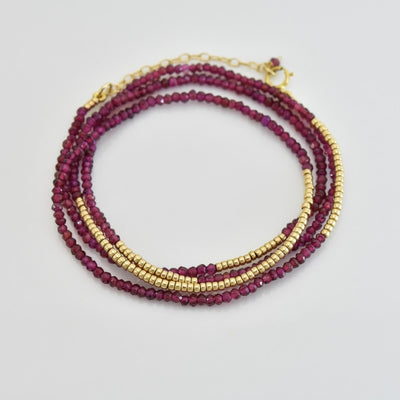 Garnet Bead Wrap Bracelet