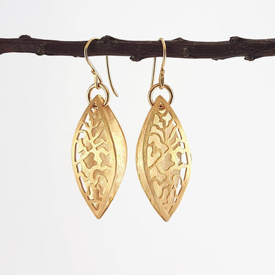 Double Layered Gold Leaf Earrings