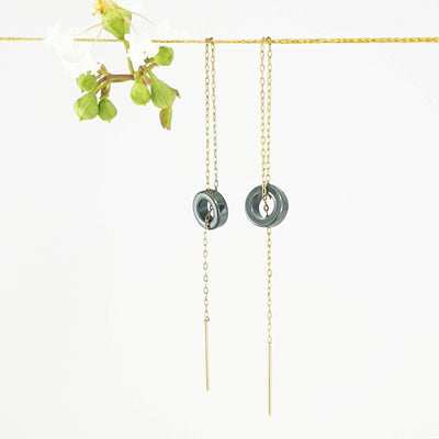 Gold Threader and Hematite Earrings