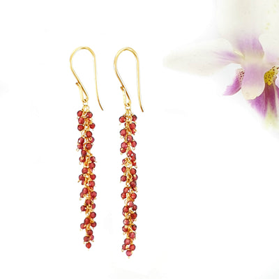 Gold Red Cluster Drop Earrings | Ilana Magen