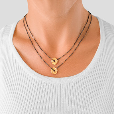 Double Gold Disk Necklace