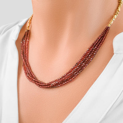 Red and Gold Garnet Necklace