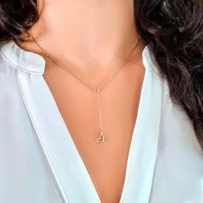 Gold Lariat Heart Necklace | Ilana Magen